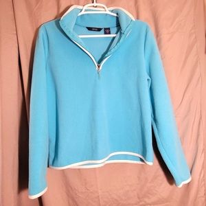 IZOD 🌻 Half~Zip 🌻 Polyester Fleece 🌻 Pullover 🌻 Blue \ White Trim 🌻 Medium